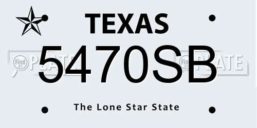 5470SB Texas License Plate
