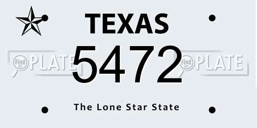 5472 Texas License Plate