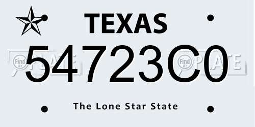 54723C0 Texas License Plate