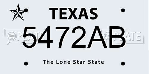 5472AB Texas License Plate