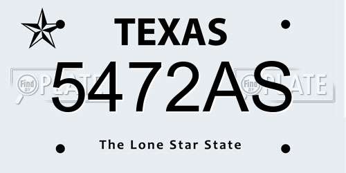 5472AS Texas License Plate