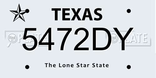5472DY Texas License Plate