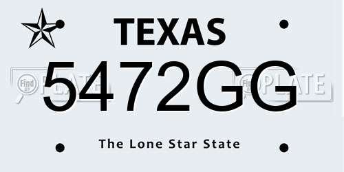 5472GG Texas License Plate