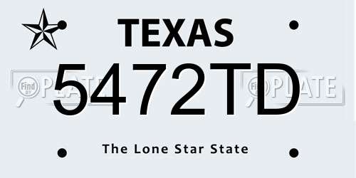 5472TD Texas License Plate