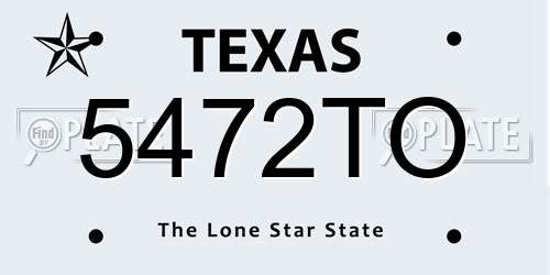 5472TO Texas License Plate