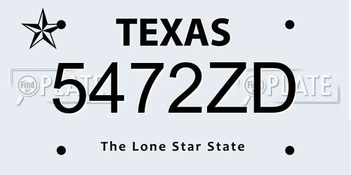 5472ZD Texas License Plate