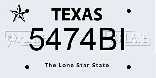 5474BI Texas License Plate
