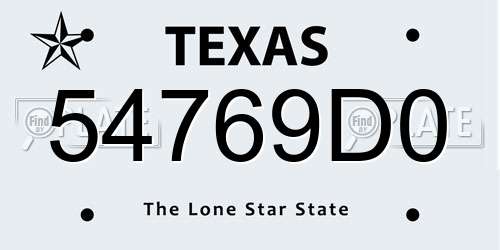 54769D0 Texas License Plate