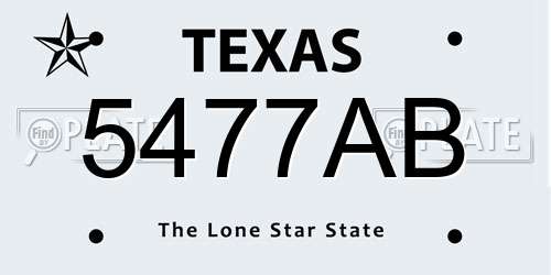 5477AB Texas License Plate
