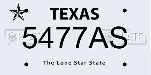 5477AS Texas License Plate