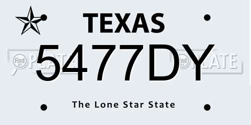 5477DY Texas License Plate