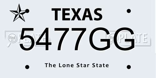 5477GG Texas License Plate