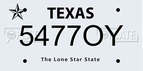 5477OY Texas License Plate