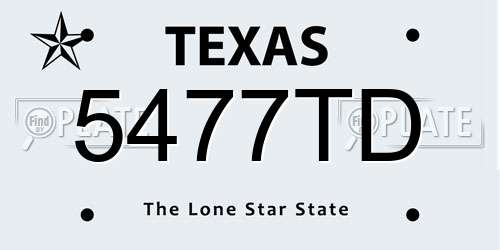5477TD Texas License Plate