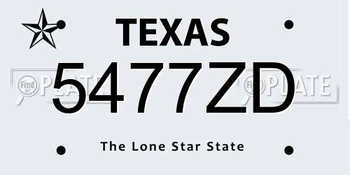 5477ZD Texas License Plate