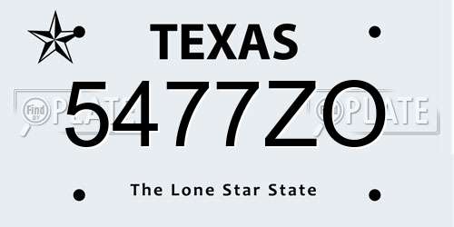 5477ZO Texas License Plate