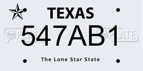 547AB1 Texas License Plate