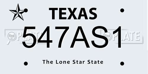 547AS1 Texas License Plate