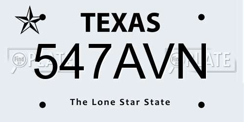 547AVN Texas License Plate