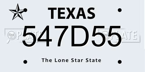 547D55 Texas License Plate