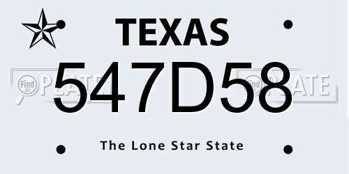 547D58 Texas License Plate