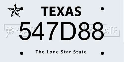 547D88 Texas License Plate
