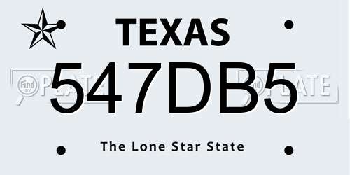 547DB5 Texas License Plate