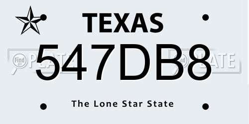 547DB8 Texas License Plate