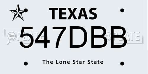 547DBB Texas License Plate