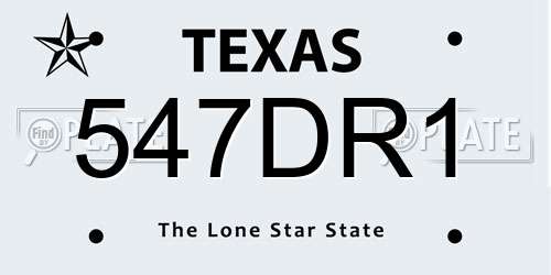 547DR1 Texas License Plate