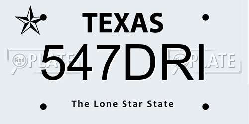 547DRI Texas License Plate