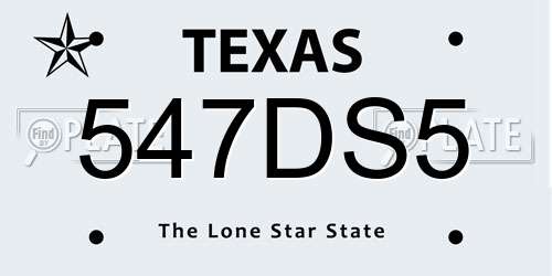 547DS5 Texas License Plate