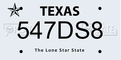 547DS8 Texas License Plate