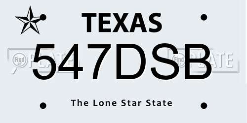 547DSB Texas License Plate