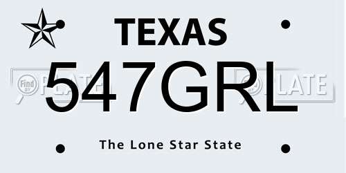 547GRL Texas License Plate