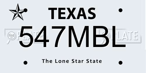 547MBL Texas License Plate