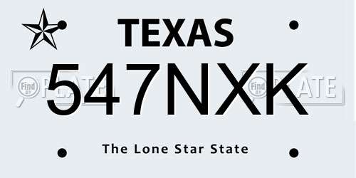 547NXK Texas License Plate