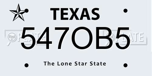 547OB5 Texas License Plate