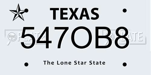 547OB8 Texas License Plate