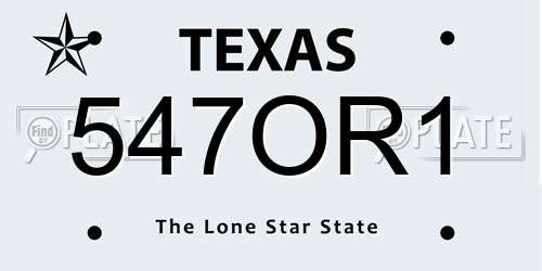 547OR1 Texas License Plate