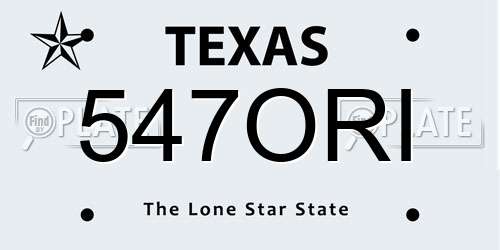 547ORI Texas License Plate