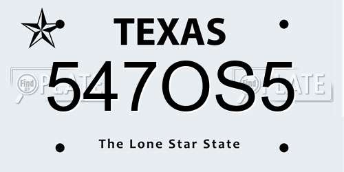 547OS5 Texas License Plate