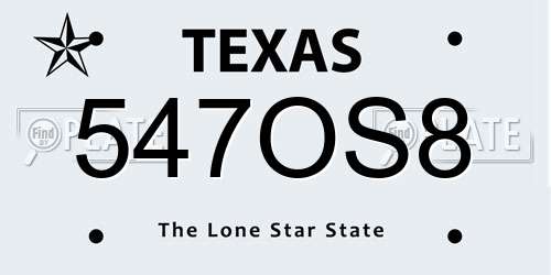 547OS8 Texas License Plate