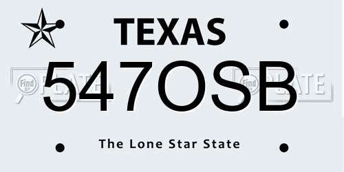 547OSB Texas License Plate