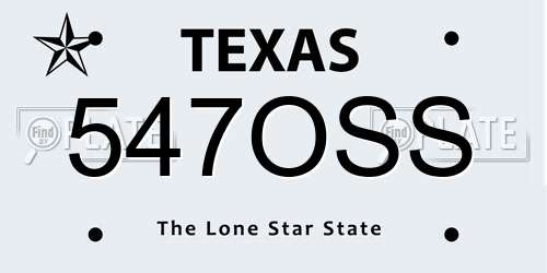 547OSS Texas License Plate