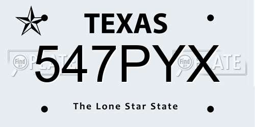 547PYX Texas License Plate