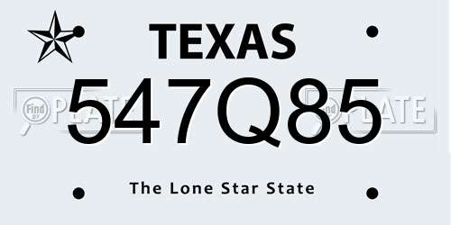 547Q85 Texas License Plate