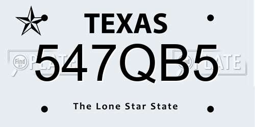 547QB5 Texas License Plate