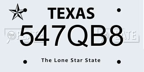 547QB8 Texas License Plate