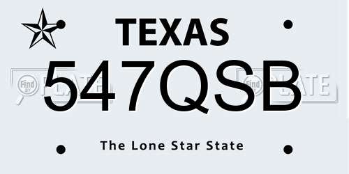 547QSB Texas License Plate